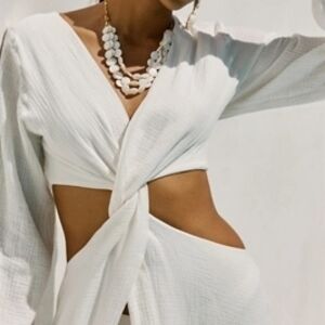 Peixoto White Twist-Front Dress White Sz. L